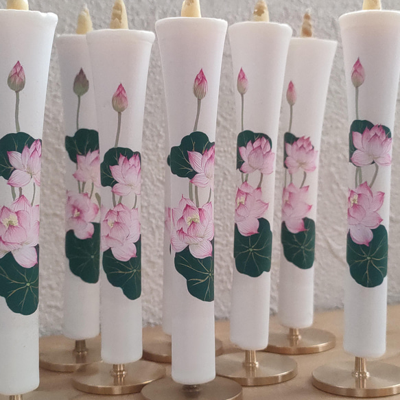 【蓮の花】　絵ろうそく　贈り物　手土産　お供え　和蠟燭　伝統工芸品　キャンドル　Japanesecandle 5枚目の画像