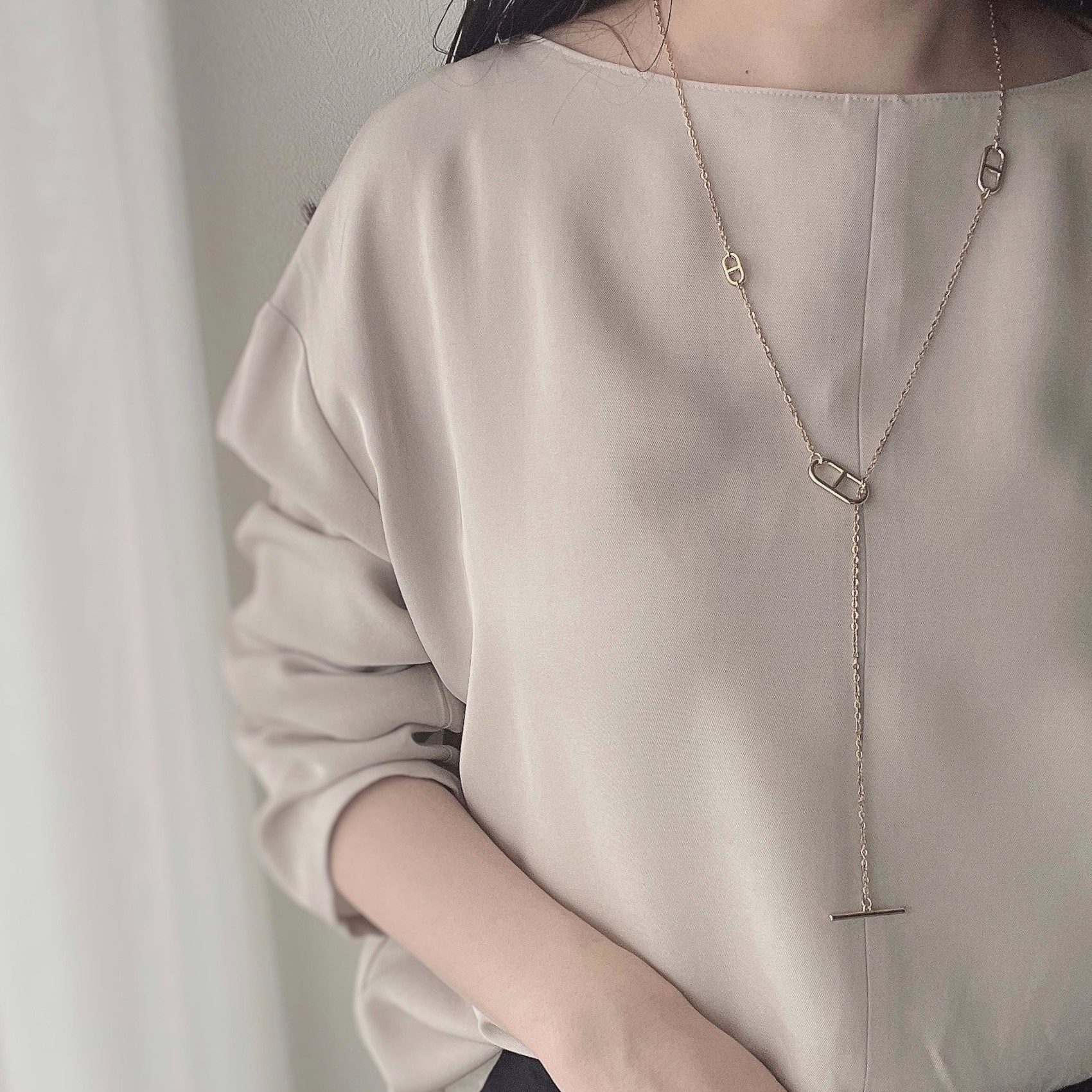 バックルラリエットネックレス |  サージカルステンレス | ゴールド