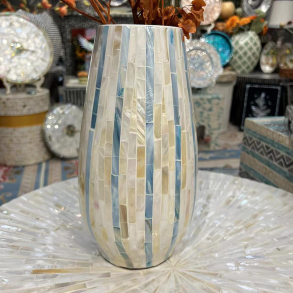 カラフルな貝殻花瓶アートワーク貝殻アート花瓶シンプルな家の装飾貝殻 2枚目の画像