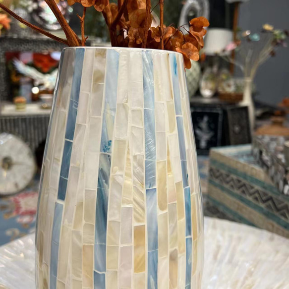 カラフルな貝殻花瓶アートワーク貝殻アート花瓶シンプルな家の装飾貝殻 3枚目の画像