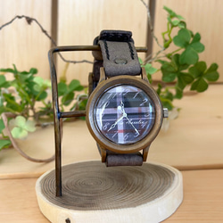 手作り腕時計　Via Aurelia (タータンチェックGray & Gray) 3枚目の画像