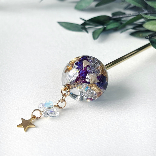 藍色のとんぼ玉風レジンかんざし かんざし soupir 通販 16328739