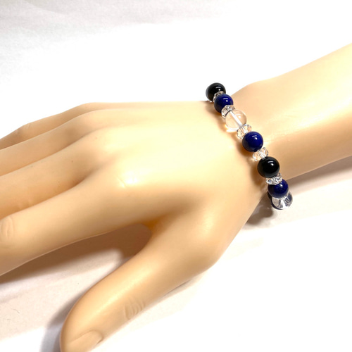 ラピスラズリ モリオン 水晶 天然石 ブレスレット 8mm /パワー 天然石