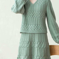 春秋冬の新しいセーター+スカートの純粋な 手編み 受注生産 4枚目の画像