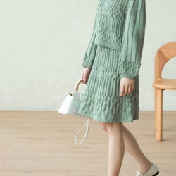 春秋冬の新しいセーター+スカートの純粋な 手編み 受注生産 3枚目の画像