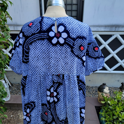 有松絞り❣️風呂敷　　リメイク　ワンピース　藍染❣️ 有松絞り❣️風呂敷リメイクワンピース藍染❣️