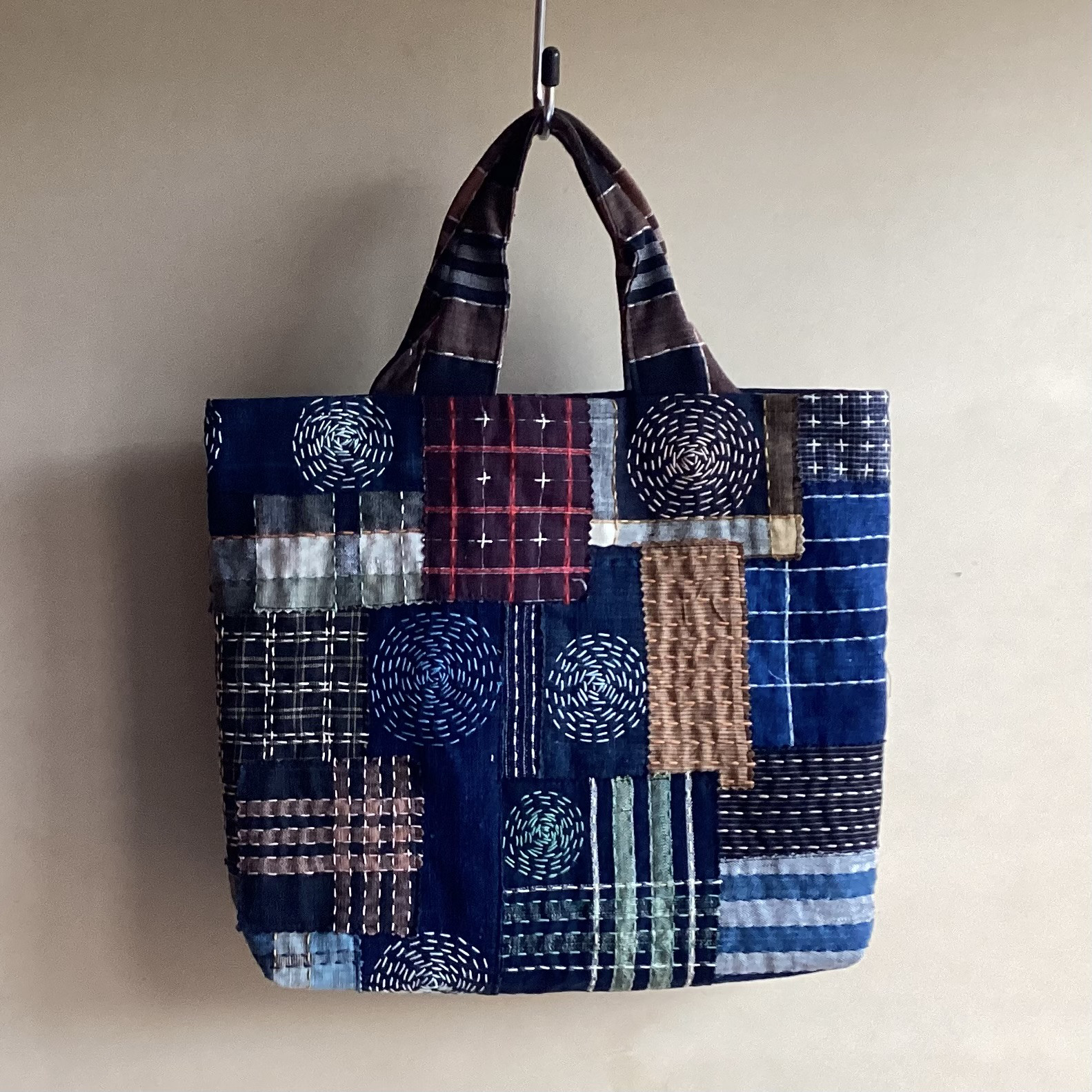 古布家紋刺し子トートバッグ