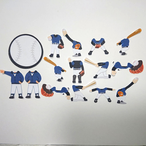 野球・ソフトボール☆色紙・寄せ書き用シール12枚セット☆紺×黒×白