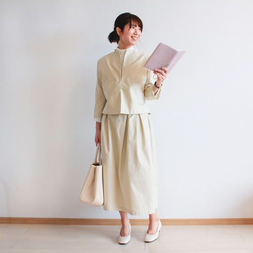 Ralph Lauren ベージュ 上品なスカートスーツ　サイズ9号M 綿素材 コットン100% ラグラン七分袖ジャケット&スカート セットアップ