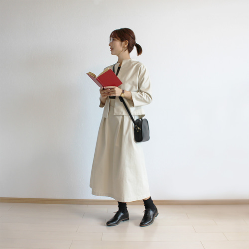 卒服　ジャケット・シャツ・スカートセット コットン100% ラグラン七分袖ジャケット&スカート セットアップ