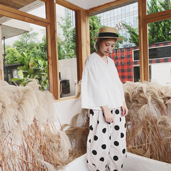 ホワイトレトロデザイン日本の着物スタイルレースアップフリルスリーブトップバントコートカーディガン 6枚目の画像