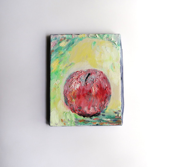 りんご（油彩画原画）F0サイズ 2枚目の画像