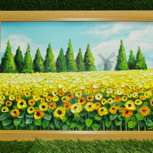 How to draw [Sunflower / Summer sky] with acrylic paint