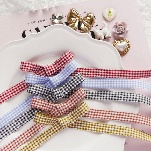 10mm幅・ギンガムチェックリボン/1m リボン・テープ COCONEL 通販  