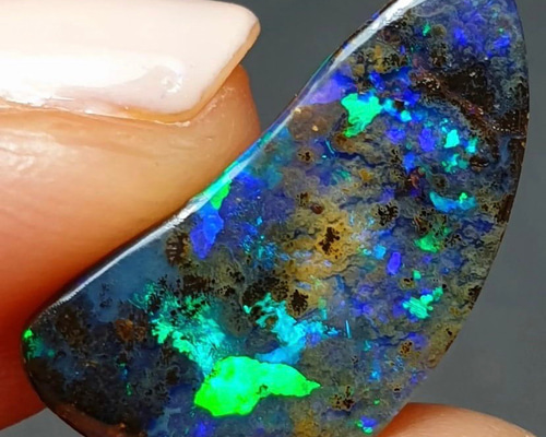 【天然ボルダーオパールルース2石】 フラッシー・グリーン&ブルー♡ナチュラルボルダーオパール ルース 10