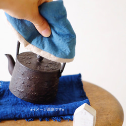 ＊三角帽子の鍋つかみ▶︎マーブル☆藍染め 灰汁発酵建て＊ 7枚目の画像