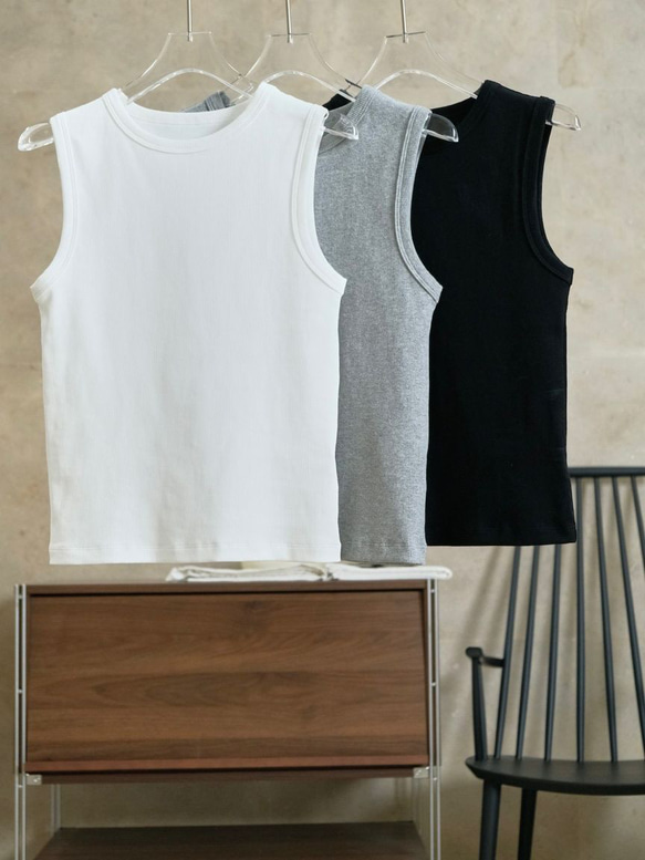 一枚で魅せるノースリーブ ストレッチ Tシャツ 3色 2点セット タンク  