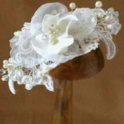 結婚式レースonフラワーヘッドドレス １輪タイプ 3枚目の画像