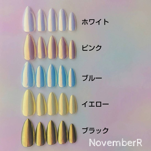 LA676☆10本メタルホワイトミラーのワンカラーネイルチップ ネイル