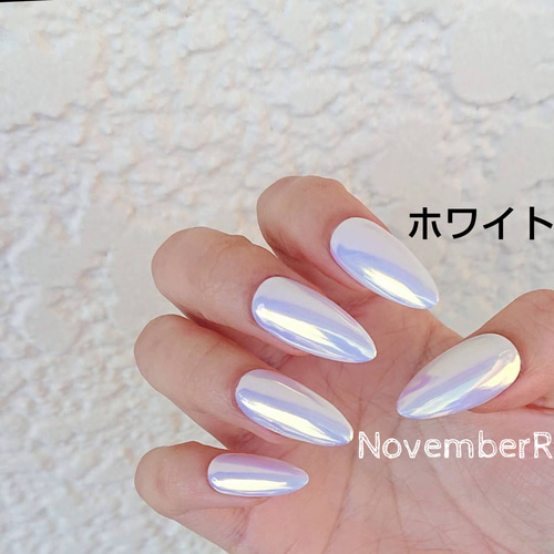 LA676☆10本メタルホワイトミラーのワンカラーネイルチップ ネイル