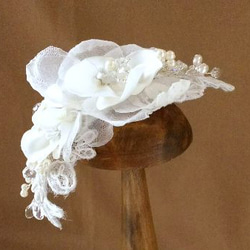 結婚式レースonフラワーヘッドドレス ロングタイプ 4枚目の画像