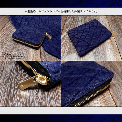 美品　MOTO モト　限定商品　三つ折り財布　レザー　藍染　エレファント 美品 MOTO モト 限定商品 三つ折り財布 レザー 藍染 エレファント