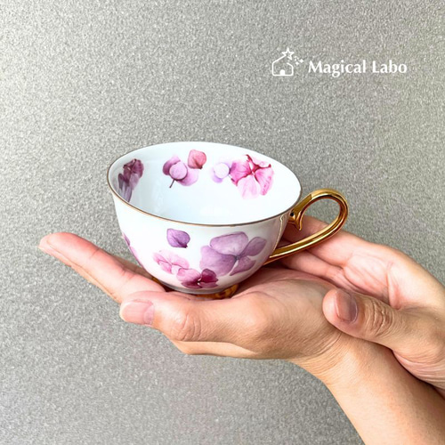紫陽花のカップ＆ソーサー♪パープルカラーVer.＊一客＊ティーカップ 