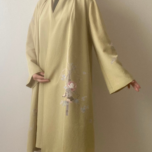 着物リメイク羽織ジャケット 浅黄色 カーディガン アトリエ