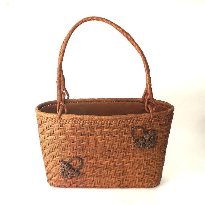 山葡萄 かごバッグ 花嵌入 肩掛けバッグ ハンドバッグ 着物 籠 細ひご カゴ