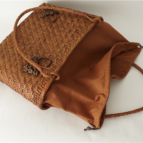 山葡萄 かごバッグ 花嵌入 肩掛けバッグ ハンドバッグ 着物 籠 細ひご  