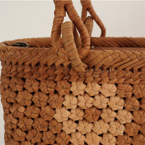 山葡萄 かごバッグ 花嵌入 肩掛けバッグ ハンドバッグ 着物 籠 細ひご  