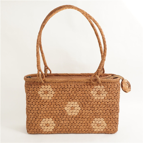 山葡萄 かごバッグ 花嵌入 肩掛けバッグ ハンドバッグ 着物 籠 細ひご  