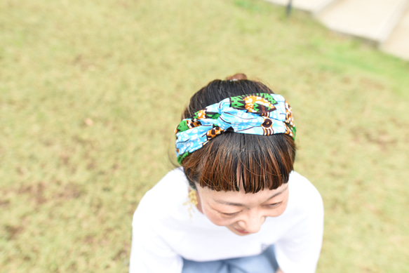 〜africa〜hairband08 アフリカンファブリック　ヘアバンド　ターバン ヘアアクセサリー 6枚目の画像