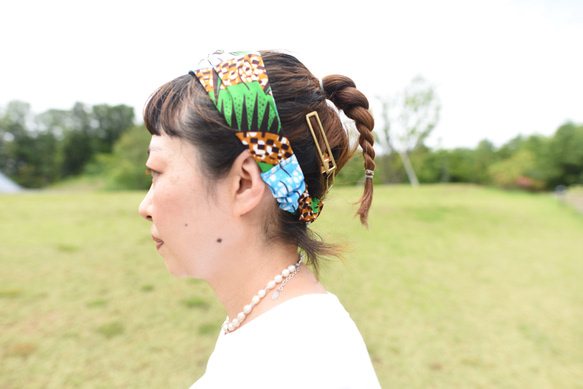 〜africa〜hairband08 アフリカンファブリック　ヘアバンド　ターバン ヘアアクセサリー 7枚目の画像