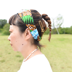 ラスト1点〜アフリカ〜hairband09 アフリカンファブリック　ヘアバンド　ターバン ヘアアレンジ　ヘアアクセサリー 6枚目の画像