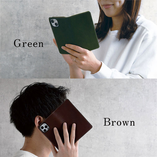 栃木レザー スマホケース 名入れ 手帳型 ベルト無し 本革
