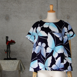 着物リメイク　浴衣のブラウス/フリーサイズ　蝶々 6枚目の画像