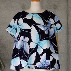 着物リメイク　浴衣のブラウス/フリーサイズ　蝶々 3枚目の画像
