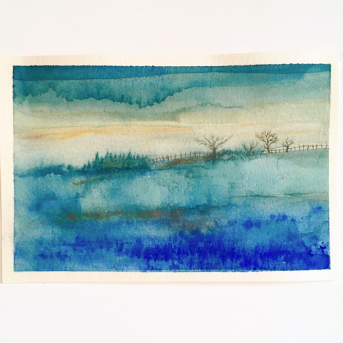 水彩画原画 穏やかな入り江 2 ＃638