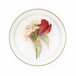 Corsage. コサージュ" Antique bouquet. " | チューリップ×紫陽花 | アンティークレッド 9枚目の画像