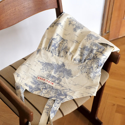 Toile de Jouy ジュイのキャンバス柄　フレンチスタイル　バックストラップ　ワンピース　レディースエプロン　 2枚目の画像