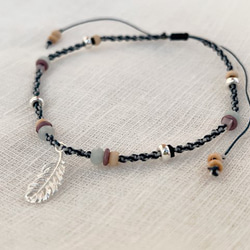 silver925 beads anklet  〜feather〜 1枚目の画像