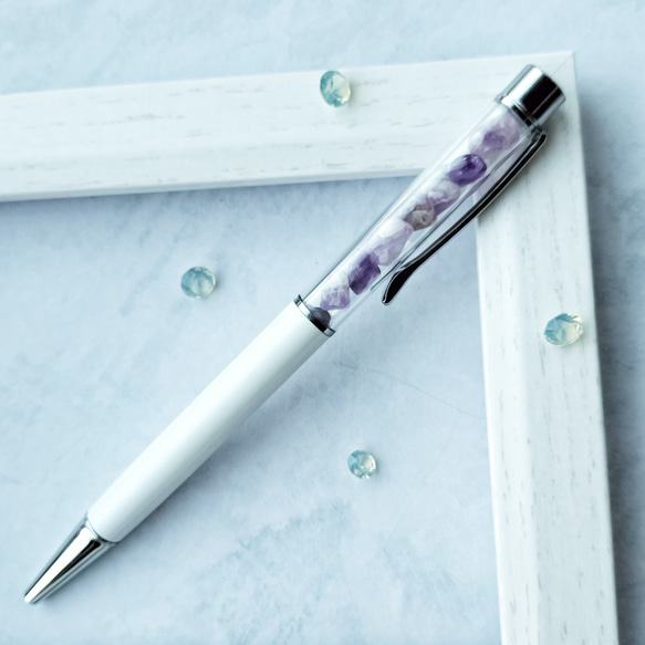 再販「紫水晶」アメジスト 天然石　ボールペン　ギフト　プレゼント 5枚目の画像