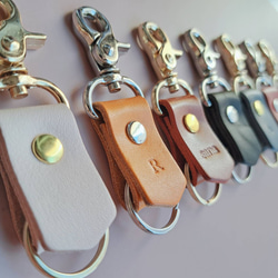 レザー キーホルダー 長方形タイプ☆刻印可☆ヌメ革 本革 レザー