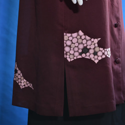 着物リメイク　ロングワンピース＆ロングコート　（絹着物地お召）五分袖 11枚目の画像