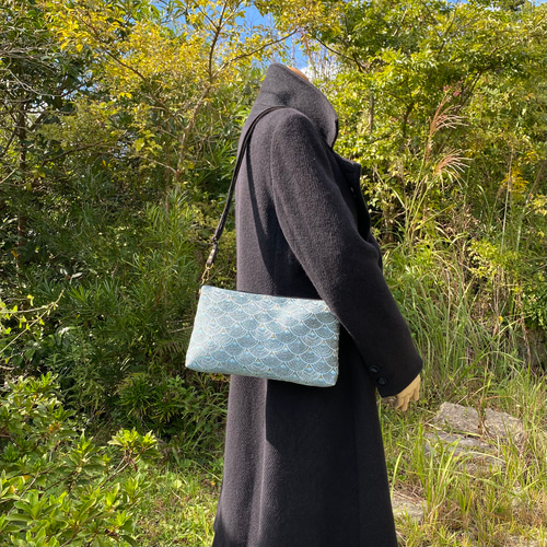 受注制作】ジャガード織のミニショルダーバッグ うろこ柄 ショルダー