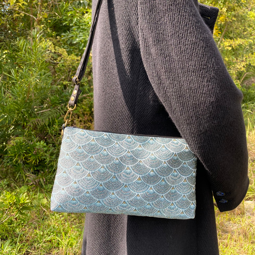 受注制作】ジャガード織のミニショルダーバッグ うろこ柄 ショルダー