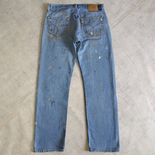 W34表記 リペアカスタム usa製 リーバイス 501 リメイクデニム