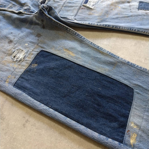 W34表記 リペアカスタム usa製 リーバイス 501 リメイクデニム