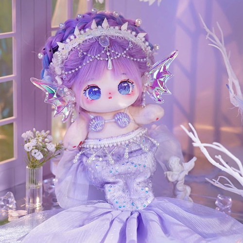 紫色の髪のぬいぐるみ 20cmの豪華なぬいぐるみ,20cmのかわいいウサギ,長い紫色の髪,裸